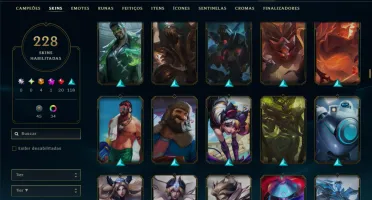 Unranked com TODOS os Champs e 228 Skins ( MONO SUP )