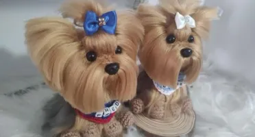 Casal Mini Pet Yorkshire - Amigurumi de Crochê