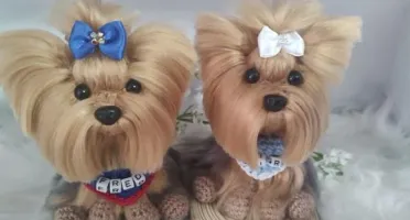 Casal Mini Pet Yorkshire - Amigurumi de Crochê