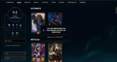 Conta platina 4 com 97 champs e 94 skins +1 Prestigio