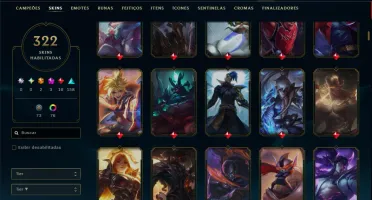 Platina 3 com TODOS os Champs e 322 Skins ( JG / TOP / ADC )