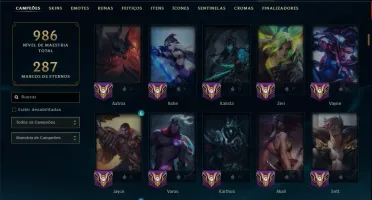 Platina 3 com TODOS os Champs e 322 Skins ( JG / TOP / ADC )