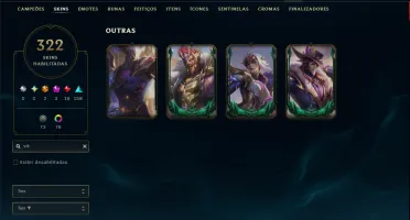 Platina 3 com TODOS os Champs e 322 Skins ( JG / TOP / ADC )