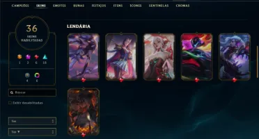 Unranked com TODOS os champs e 36 Skins + 2 Prestigios