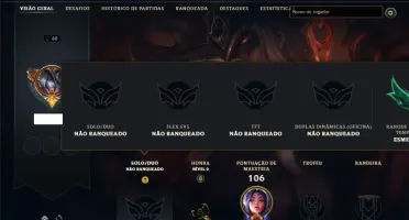 Unranked com TODOS os champs e 36 Skins + 2 Prestigios