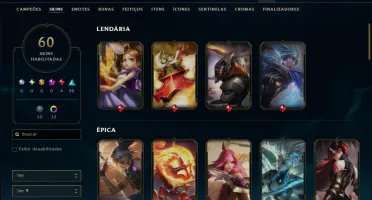 Ouro 2 com TODOS os Champs e 60 Skins ( MID / JG / TOP )