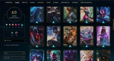 Ouro 2 com TODOS os Champs e 60 Skins ( MID / JG / TOP )