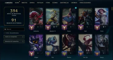 Ouro 2 com TODOS os Champs e 60 Skins ( MID / JG / TOP )