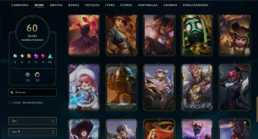 Ouro 2 com TODOS os Champs e 60 Skins ( MID / JG / TOP )