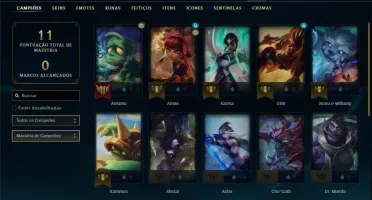 Conta Platina 4 com 21 Champs e 3 Skins + 7 Fragmentos