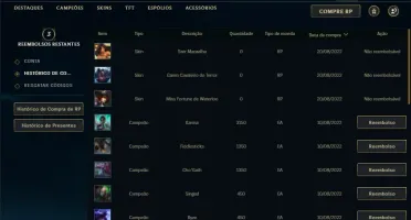 Conta Platina 4 com 21 Champs e 3 Skins + 7 Fragmentos