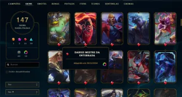 Conta LOL Smurf Unranked Diamond Season 9 147 Skins