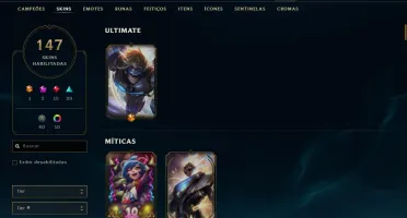 Conta LOL Smurf Unranked Diamond Season 9 147 Skins