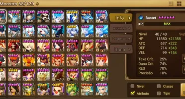 Conta Summoners War, com nat5 LD e 12 outros nat5, late game