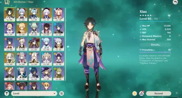 Conta genshin impact 6 personagens 5 estrelas + xiao/ganyu