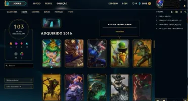 GOLD 1 QUASE FULL CHAMP (FALTA 3) E 102 SKINS 3 ULTIMATE