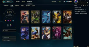 GOLD 1 QUASE FULL CHAMP (FALTA 3) E 102 SKINS 3 ULTIMATE