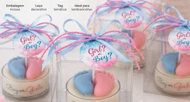 Lembrancinha chá revelação vela perfumada