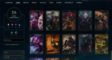 Conta prata 3 com 69 champs e 36 skins