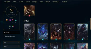 Conta prata 3 com 69 champs e 36 skins