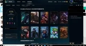 Conta Gold V, 103 skins e quase todos os champions