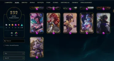 Ouro 3 com TODOS os Champs e 232  Skins +7 Prestigios