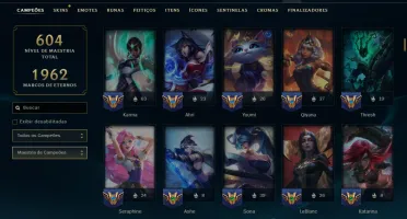Ouro 3 com TODOS os Champs e 232  Skins +7 Prestigios