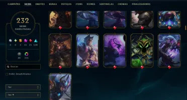 Ouro 3 com TODOS os Champs e 232  Skins +7 Prestigios