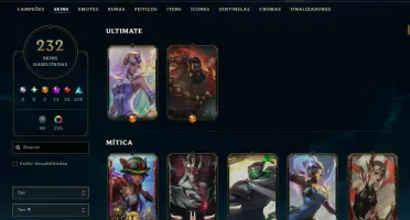 Ouro 3 com TODOS os Champs e 232  Skins +7 Prestigios