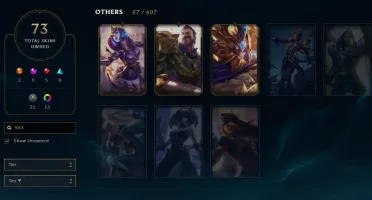 Conta LoL Platina season 8, md10 não feita, 73 skins