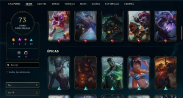 Conta bronze 2 com 110 Champs e 73 Skins + 1 Prestigio Atrox