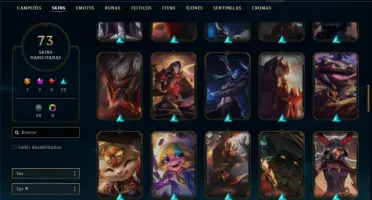 Conta bronze 2 com 110 Champs e 73 Skins + 1 Prestigio Atrox