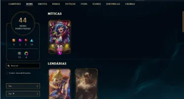 Conta ouro 4 com 82 Champs e 44 Skins + 3 Vitoriosas