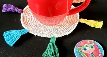 Porta Copos em Crochê Boho Creme