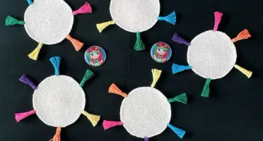 Porta Copos em Crochê Boho Creme
