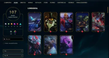 Conta Unranked com todos os Champs e 107 skins +2 Skin Raras