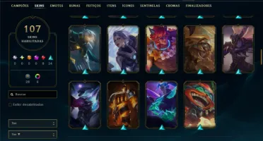 Conta Unranked com todos os Champs e 107 skins +2 Skin Raras