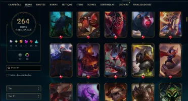 Ouro 2 com TODOS os Champs e 264 Skins ( TOP / SUP / JG )
