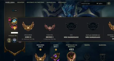 Ouro 2 com TODOS os Champs e 264 Skins ( TOP / SUP / JG )