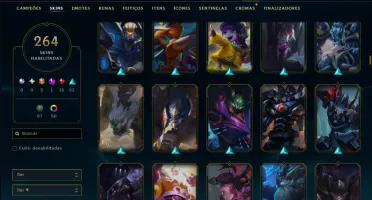 Ouro 2 com TODOS os Champs e 264 Skins ( TOP / SUP / JG )