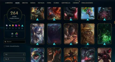 Ouro 2 com TODOS os Champs e 264 Skins ( TOP / SUP / JG )