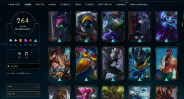 Ouro 2 com TODOS os Champs e 264 Skins ( TOP / SUP / JG )