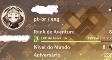 Conta ar55 Ayaka, Yoimya, Eula, Zhongli c1, Venti, keqing++