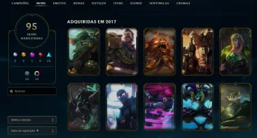 LOL - 95 Skins - ESMERALDA - 155 Campeões - Nunca tomou BAN