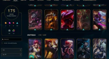 Conta Ouro 2, com mais de 170 skins e todos os campeões.