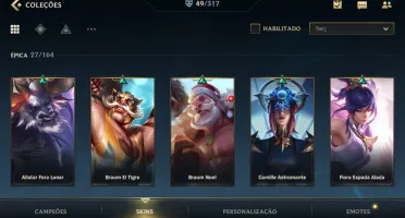 49 SKINS; 3K WILD CORES; UNICO DONO; 450 PDL; 58% Win Rate