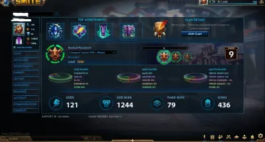 Conta smite, lvl 160, 8 skins T5, 3x Master, 1.244 skins