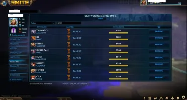 Conta smite, lvl 160, 8 skins T5, 3x Master, 1.244 skins