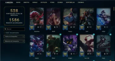 Conta bronze 1 com TODOS os champs e 328 Skins + 8 Prestigio