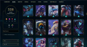 Conta bronze 1 com TODOS os champs e 328 Skins + 8 Prestigio